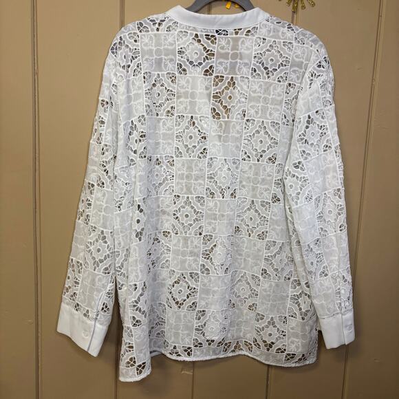 Zara White eyelet embroidered lace with white trim tunic size large - Picture 4 of 4